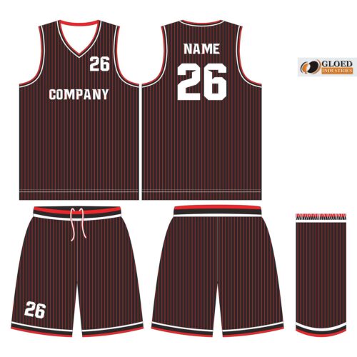 Red Nike basketball jersey with black inserts showcasing large back number and custom team name.